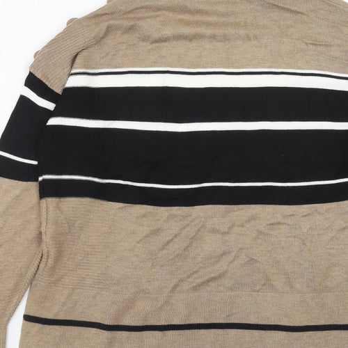 NEXT Womens Brown Round Neck Striped Viscose Pullover Jumper Size 12