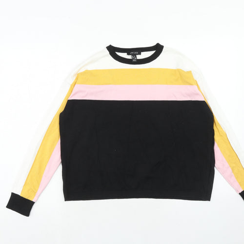 New Look Womens Multicoloured Boat Neck Acrylic Pullover Jumper Size M - Colourblock