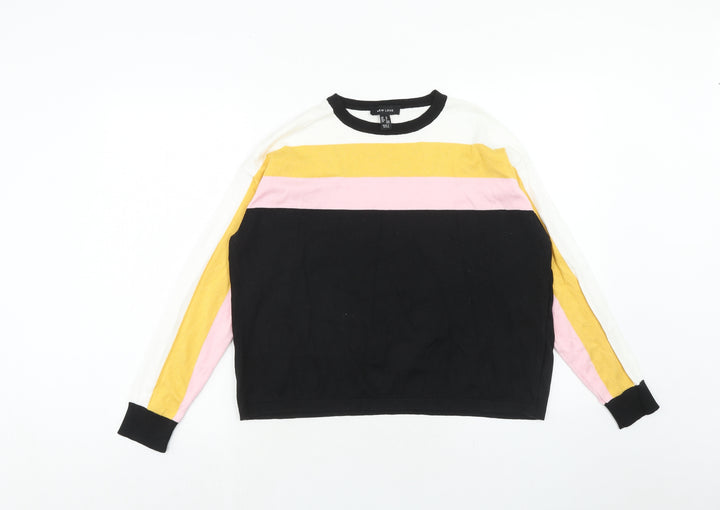 New Look Womens Multicoloured Boat Neck Acrylic Pullover Jumper Size M - Colourblock
