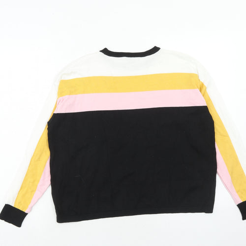 New Look Womens Multicoloured Boat Neck Acrylic Pullover Jumper Size M - Colourblock