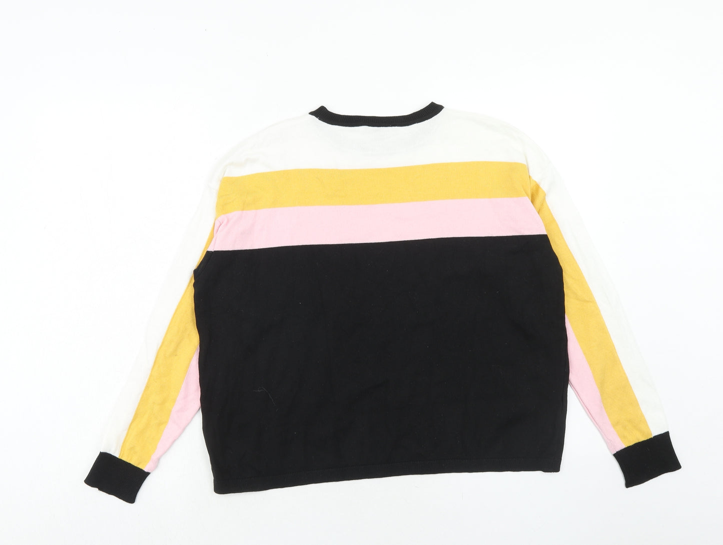 New Look Womens Multicoloured Boat Neck Acrylic Pullover Jumper Size M - Colourblock