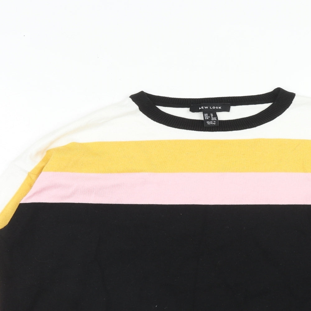 New Look Womens Multicoloured Boat Neck Acrylic Pullover Jumper Size M - Colourblock