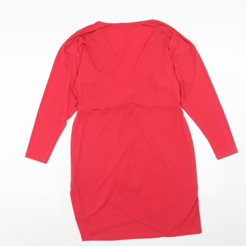 ASOS Womens Pink Polyester Shift Size 18 V-Neck - Twist Detail