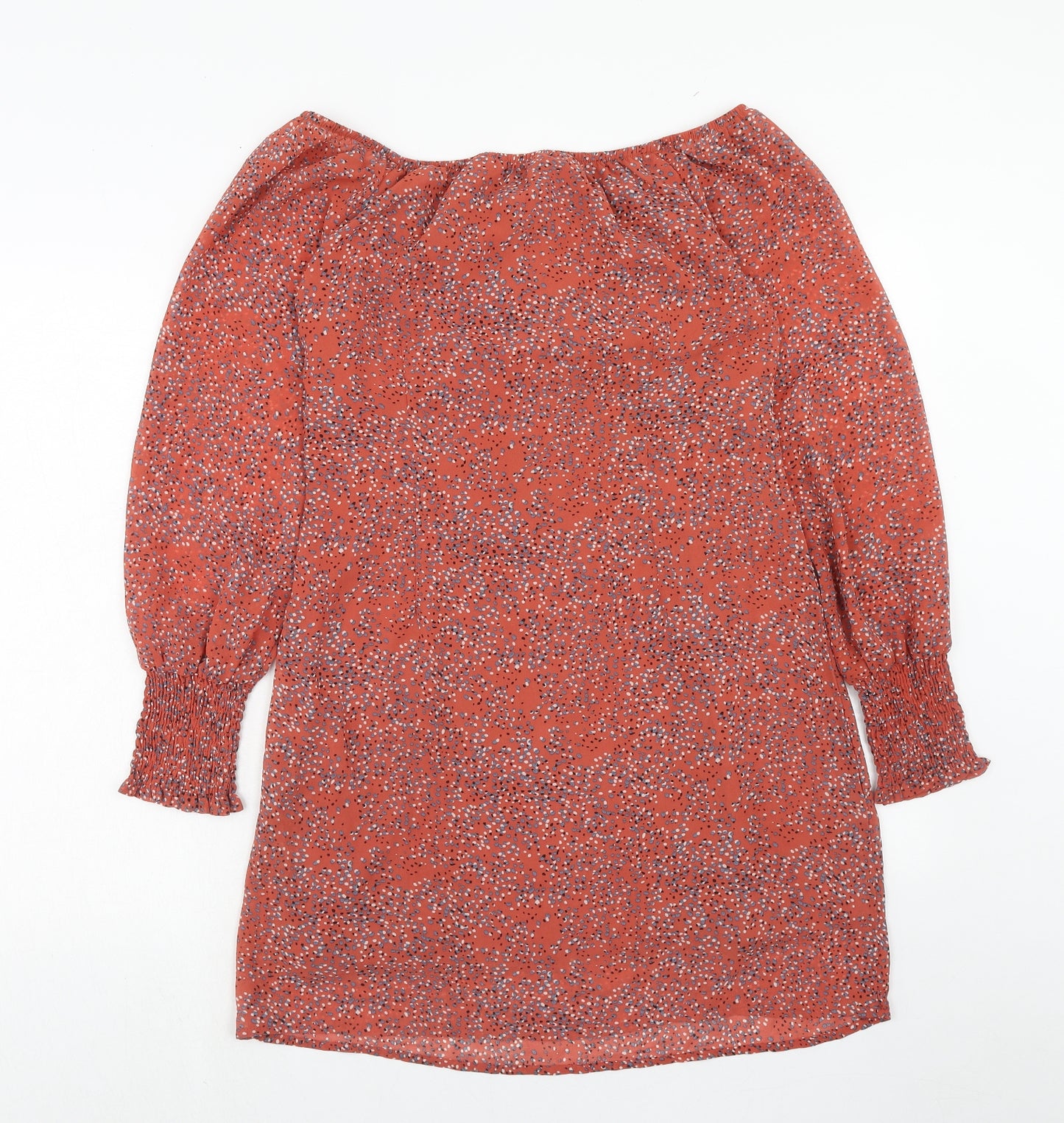 Only Womens Red Geometric Polyester A-Line Size 10 Round Neck Zip