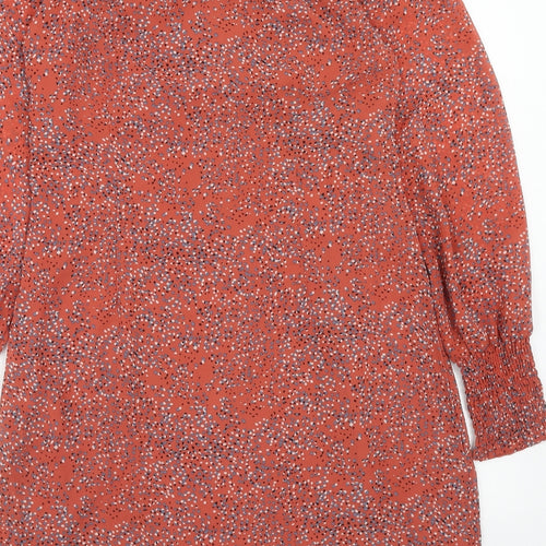 Only Womens Red Geometric Polyester A-Line Size 10 Round Neck Zip