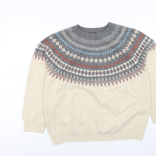 Emery Rose Womens Multicoloured Round Neck Fair Isle Acrylic Pullover Jumper Size L
