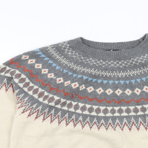 Emery Rose Womens Multicoloured Round Neck Fair Isle Acrylic Pullover Jumper Size L