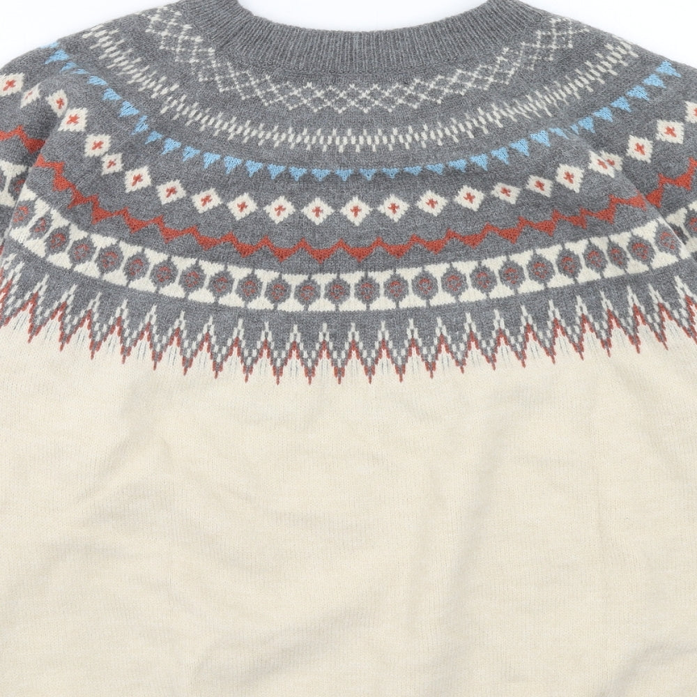 Emery Rose Womens Multicoloured Round Neck Fair Isle Acrylic Pullover Jumper Size L