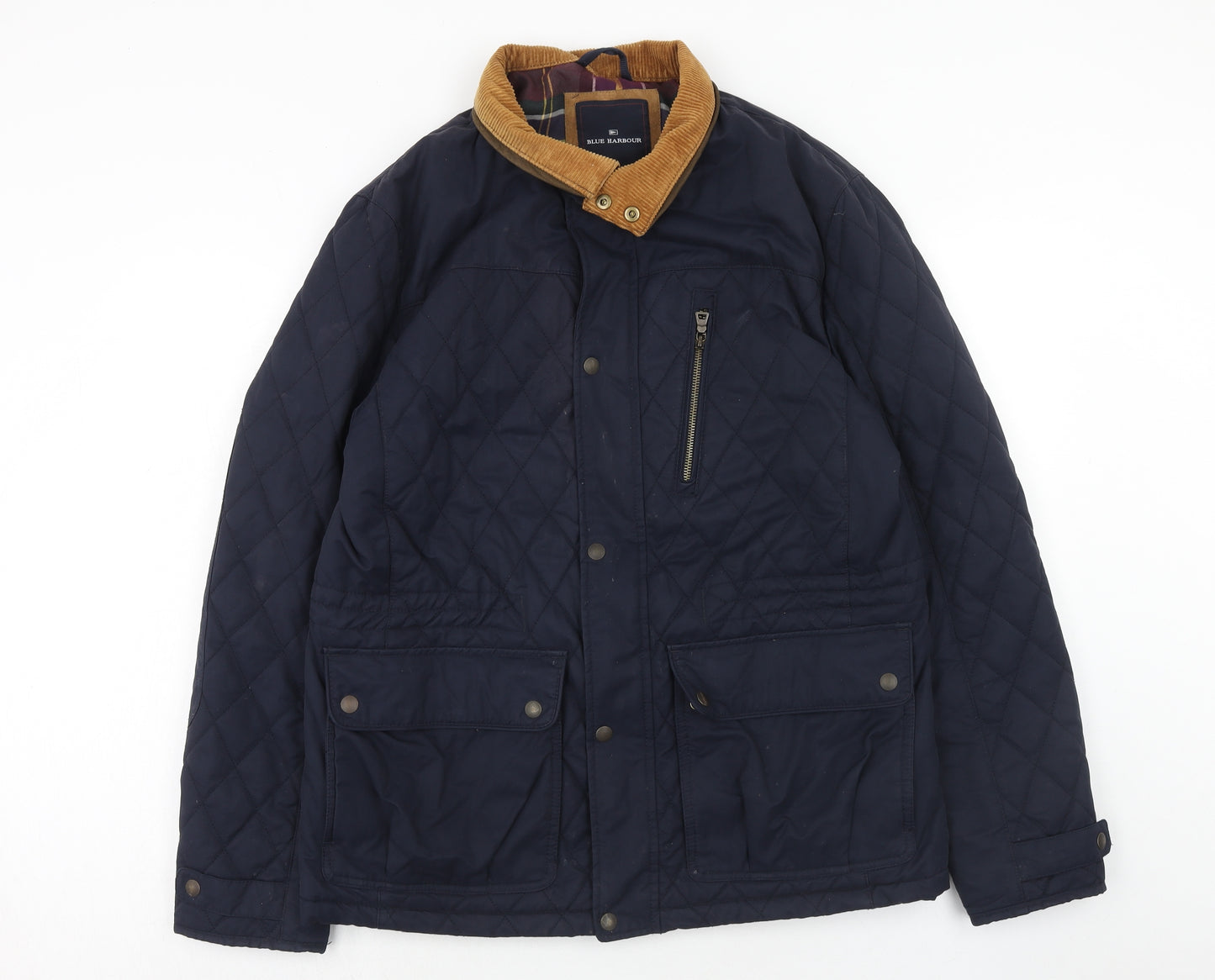 Blue Harbour Mens Blue Quilted Jacket Size L Zip