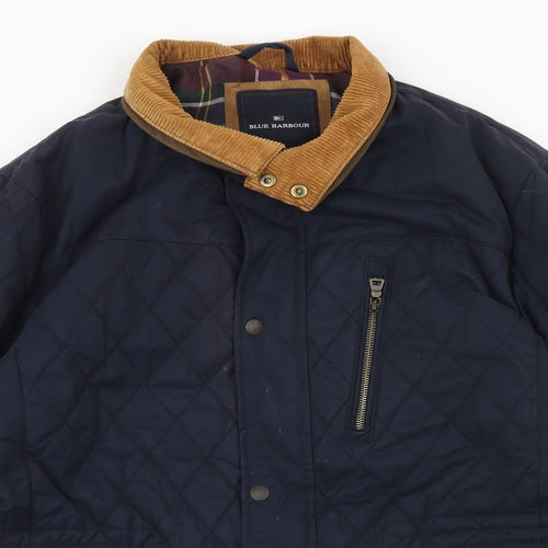 Blue Harbour Mens Blue Quilted Jacket Size L Zip