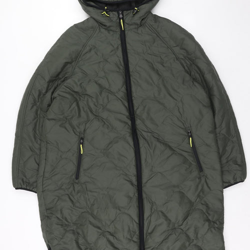 Marks and Spencer Womens Green Quilted Coat Size 22 Zip