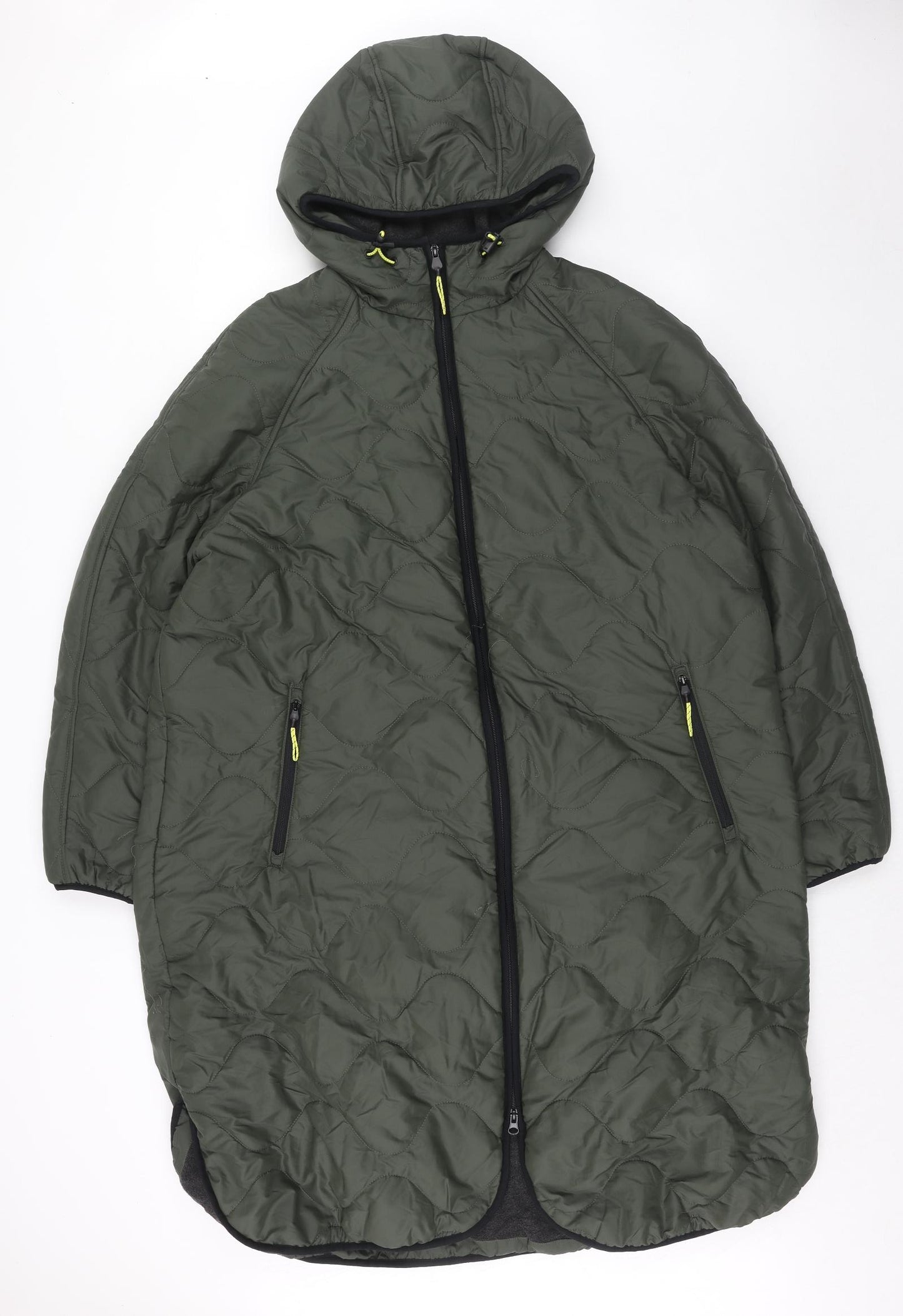 Marks and Spencer Womens Green Quilted Coat Size 22 Zip