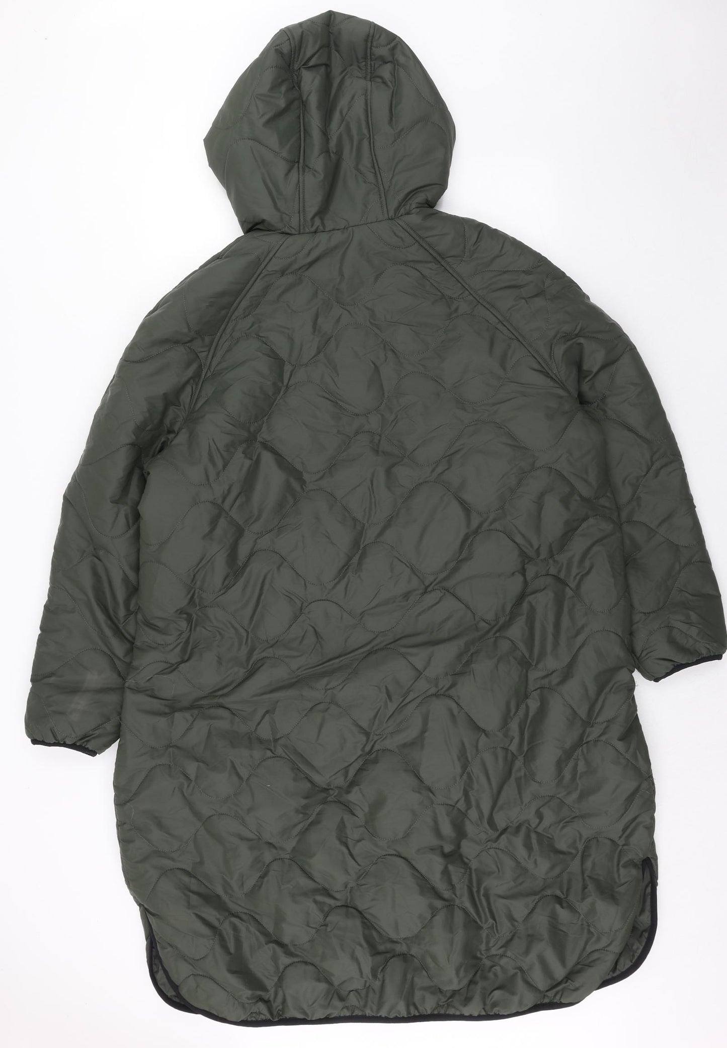 Marks and Spencer Womens Green Quilted Coat Size 22 Zip