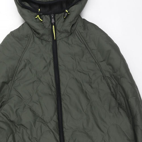 Marks and Spencer Womens Green Quilted Coat Size 22 Zip