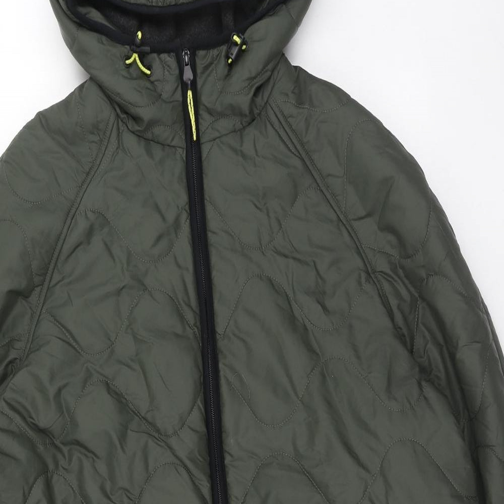 Marks and Spencer Womens Green Quilted Coat Size 22 Zip