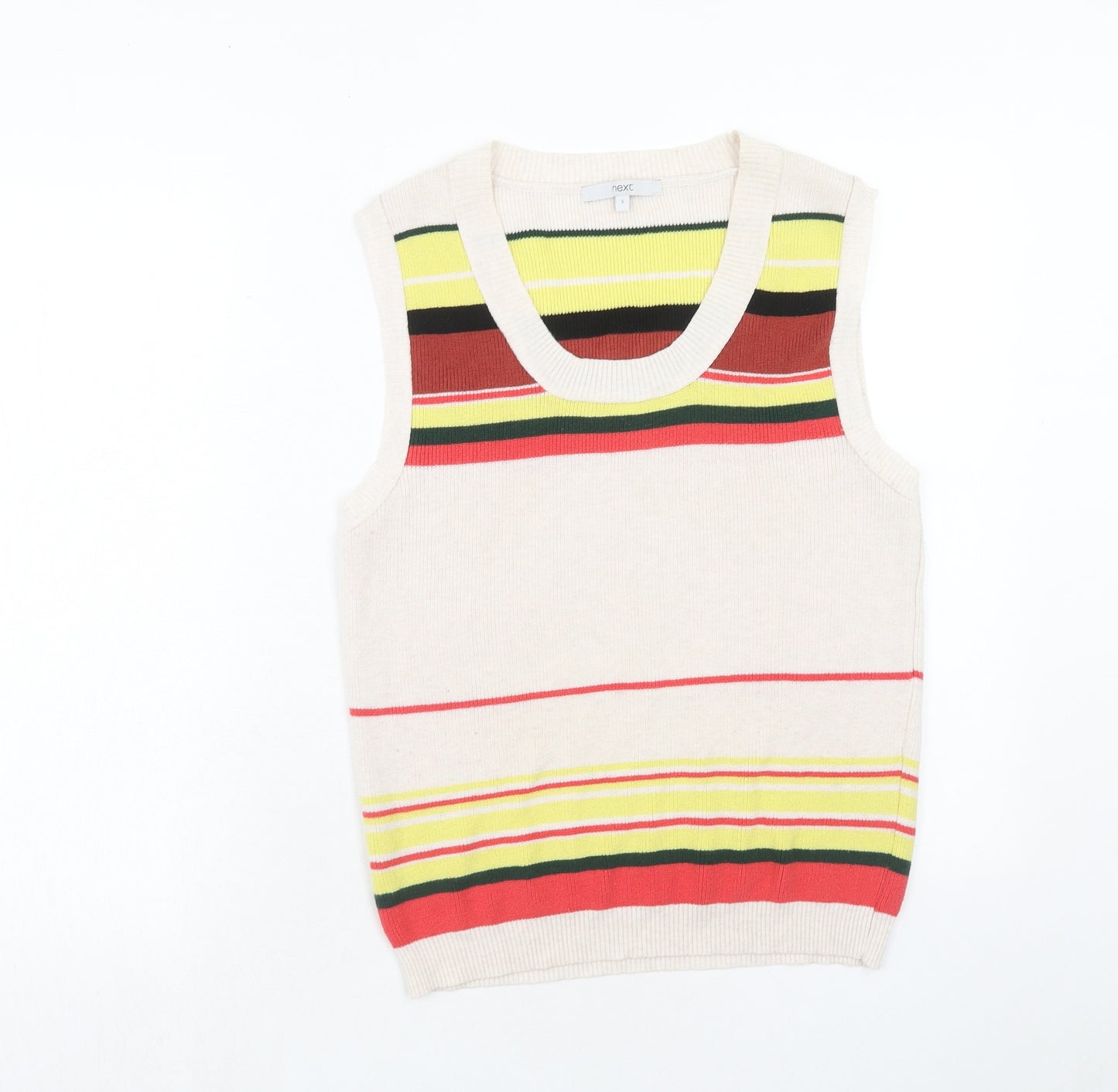NEXT Womens Multicoloured Scoop Neck Striped Cotton Pullover Jumper Size S