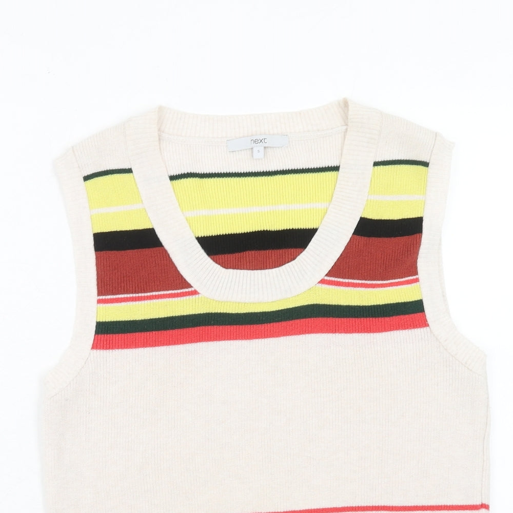 NEXT Womens Multicoloured Scoop Neck Striped Cotton Pullover Jumper Size S