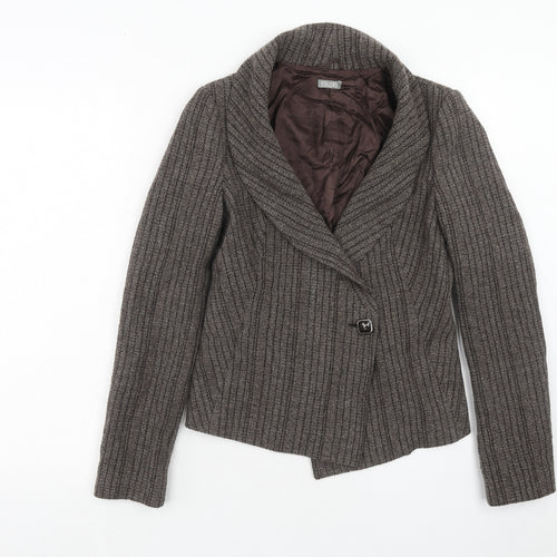 United nation colors Womens Brown Striped Wool Jacket Blazer Size 12