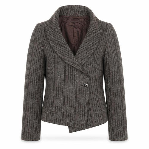 United nation colors Womens Brown Striped Wool Jacket Blazer Size 12