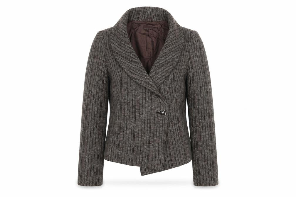 United nation colors Womens Brown Striped Wool Jacket Blazer Size 12