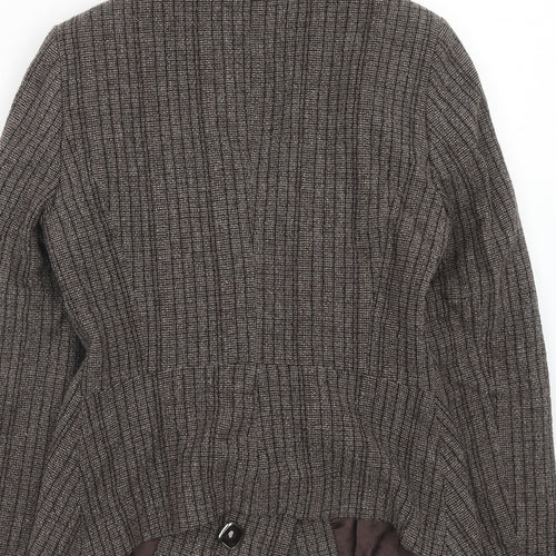 United nation colors Womens Brown Striped Wool Jacket Blazer Size 12