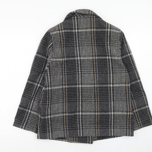St Michael Womens Grey Plaid Wool Jacket Blazer Size 14
