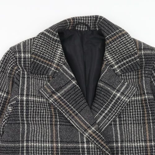 St Michael Womens Grey Plaid Wool Jacket Blazer Size 14