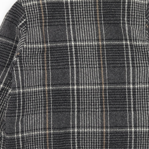 St Michael Womens Grey Plaid Wool Jacket Blazer Size 14