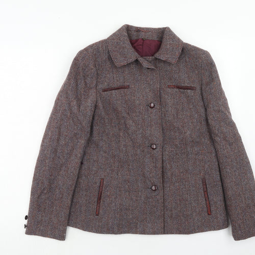 St Michael Womens Purple Geometric Jacket Size 14 Button