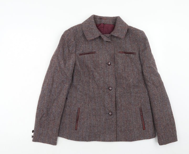 St Michael Womens Purple Geometric Jacket Size 14 Button