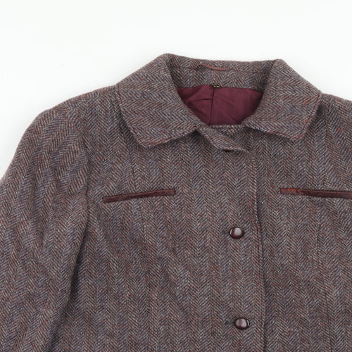 St Michael Womens Purple Geometric Jacket Size 14 Button