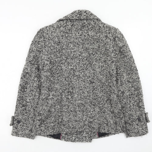 Per Una Womens Grey Geometric Pea Coat Coat Size 12 Button
