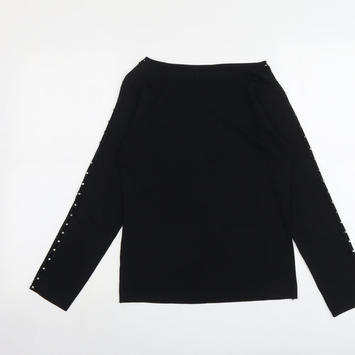 Sky Designs Womens Black Boat Neck Viscose Pullover Jumper Size 10