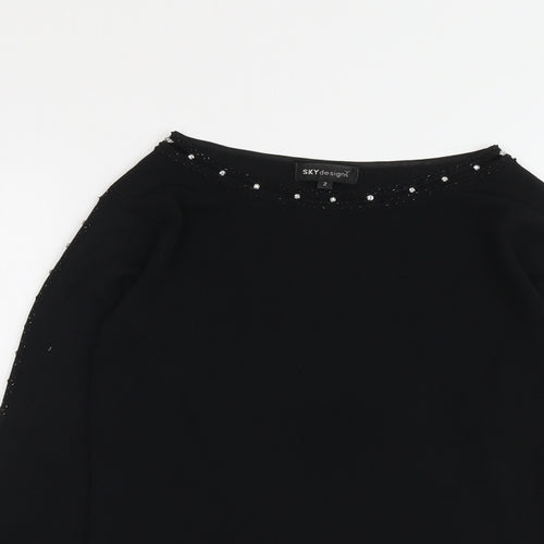 Sky Designs Womens Black Boat Neck Viscose Pullover Jumper Size 10