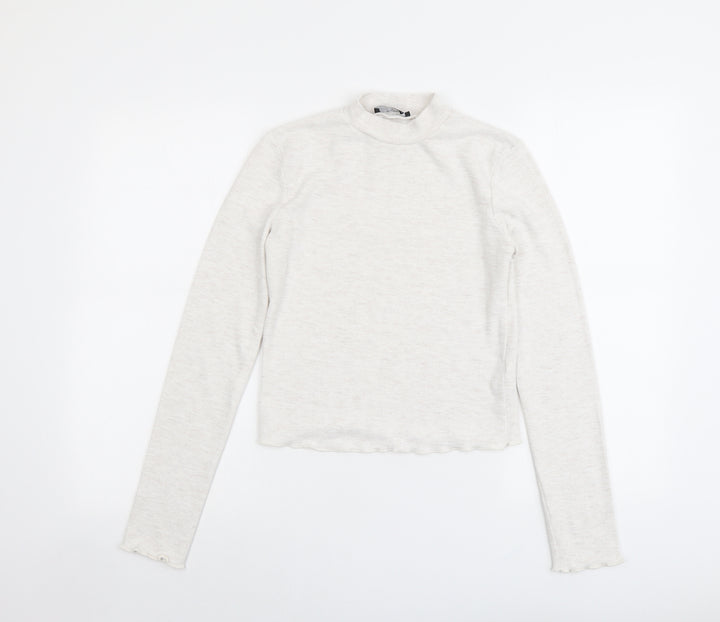 Bershka Womens Grey Round Neck Polyester Pullover Jumper Size M