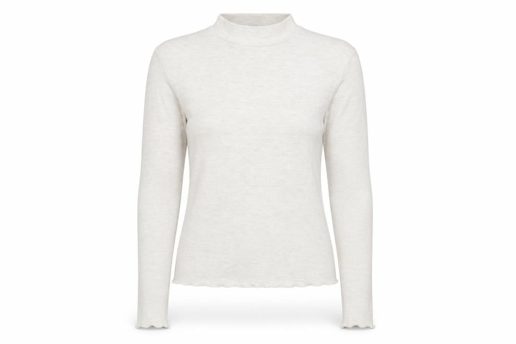 Front view of Bershka women’s grey round neck polyester jumper, size M