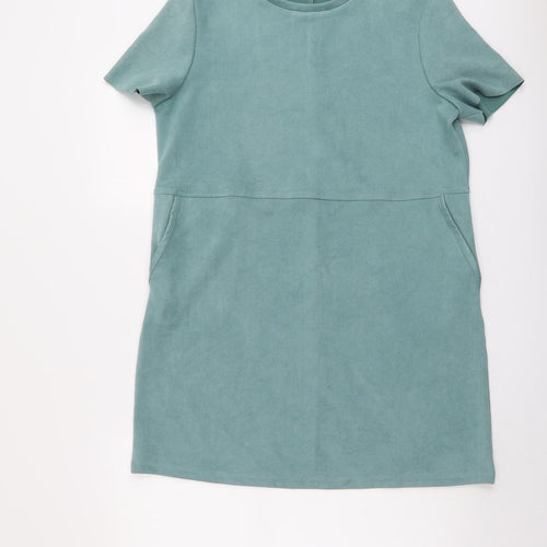 Zara Womens Green Polyester A-Line Size L Round Neck Pullover