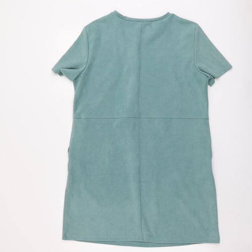 Zara Womens Green Polyester A-Line Size L Round Neck Pullover