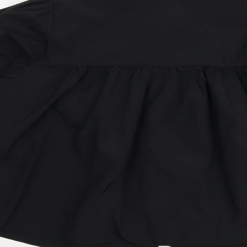 H&M Womens Black Polyester Basic Button-Up Size S High Neck