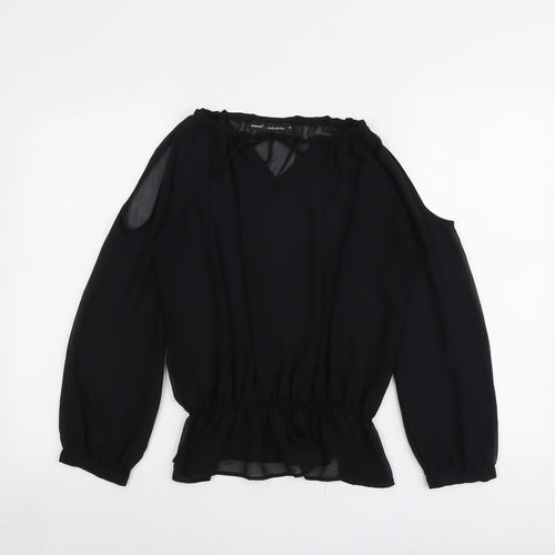 NEXT Womens Black Polyester Basic Blouse Size 10 V-Neck
