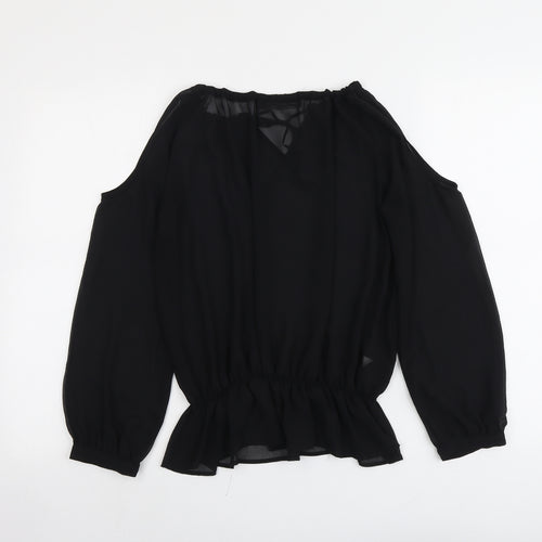 NEXT Womens Black Polyester Basic Blouse Size 10 V-Neck