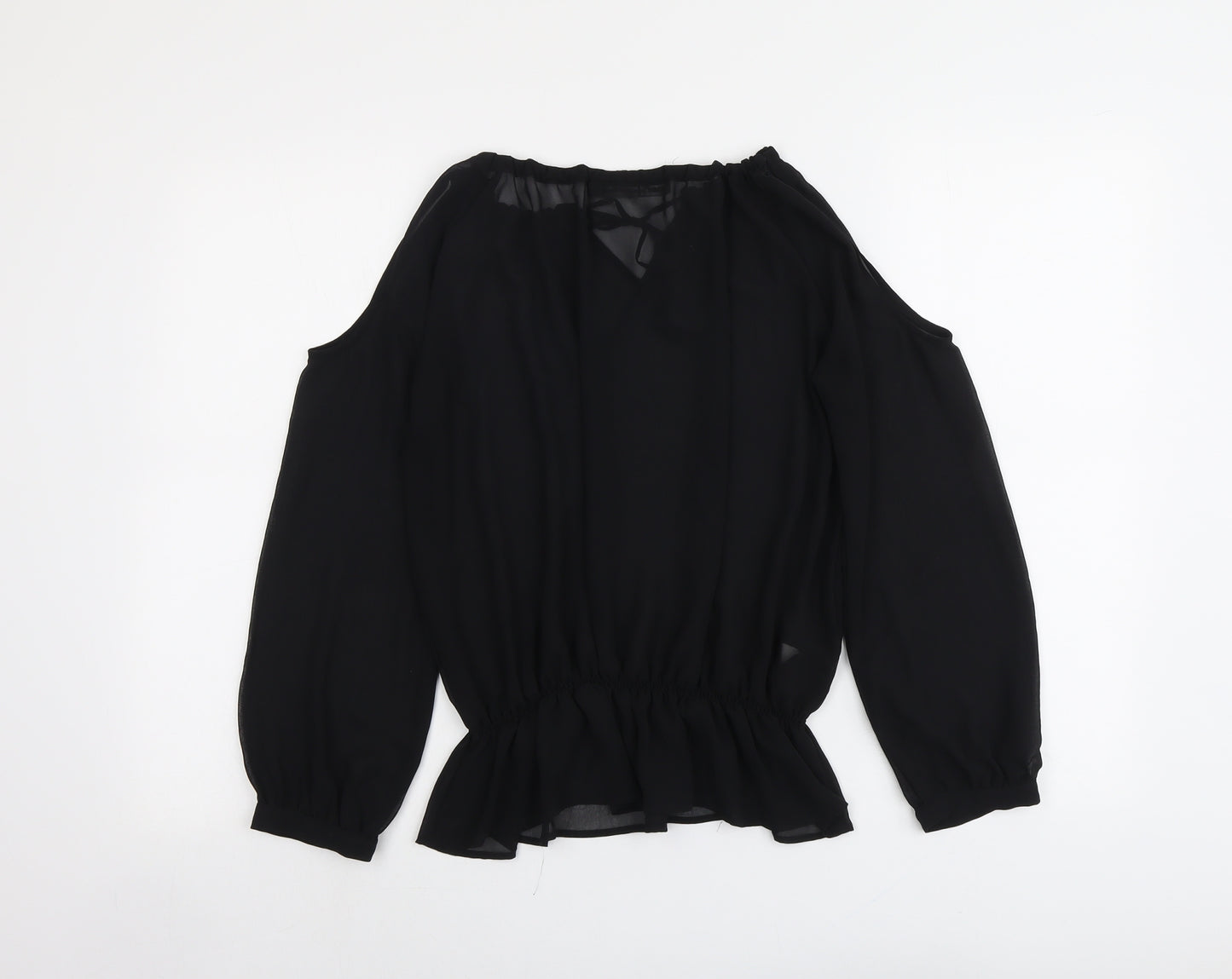 NEXT Womens Black Polyester Basic Blouse Size 10 V-Neck