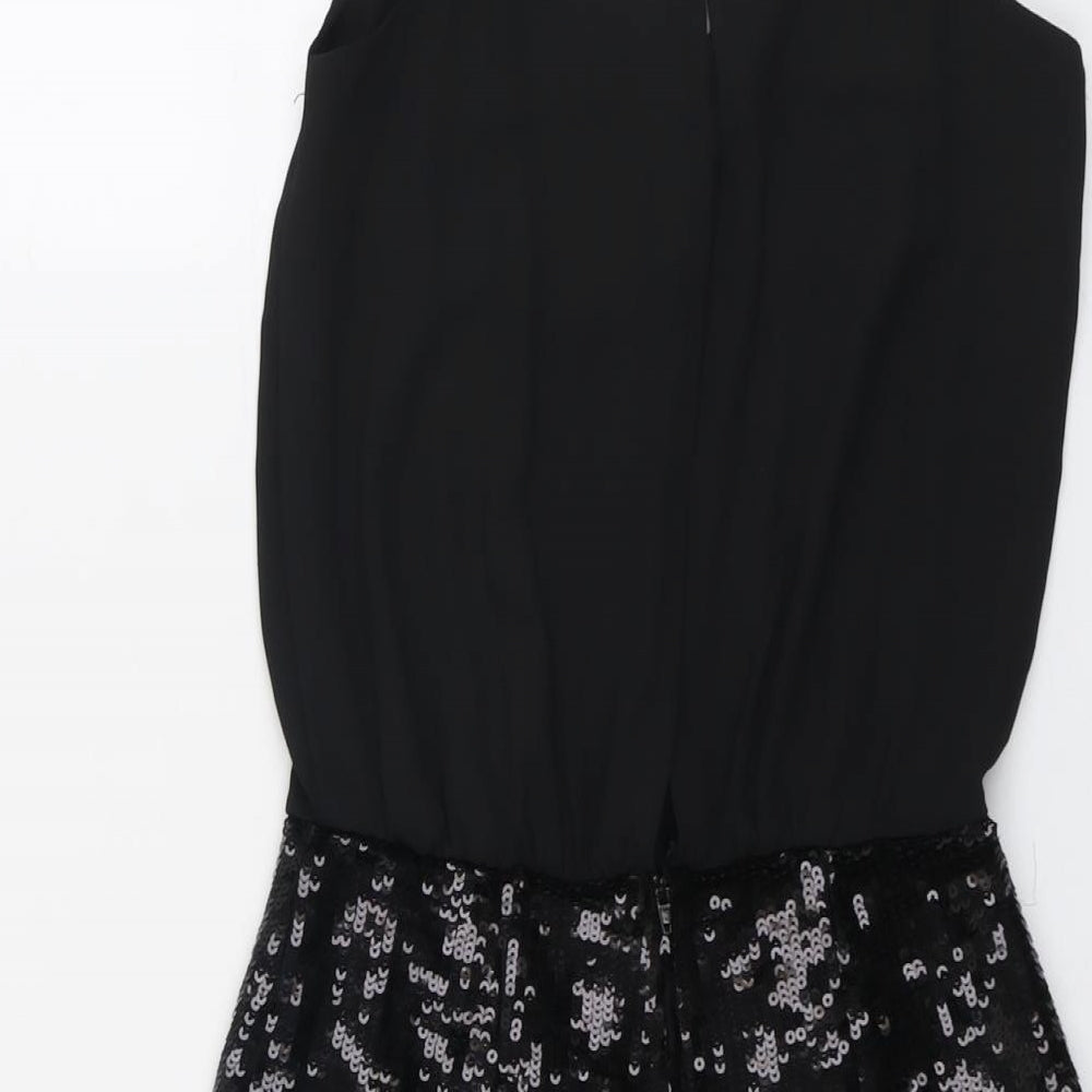 H&M Womens Black Polyester Playsuit One-Piece Size 4 Zip