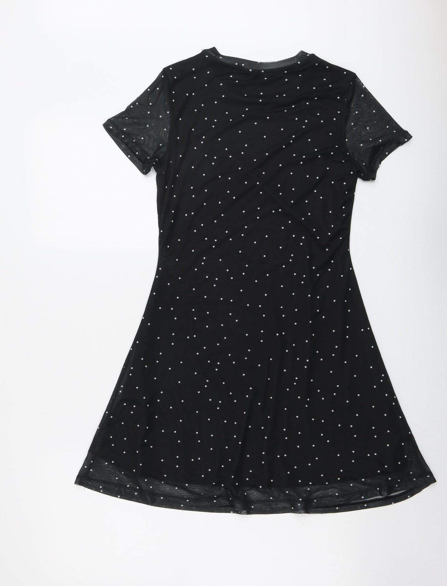 H&M Womens Black Polka Dot Polyester T-Shirt Dress Size S Round Neck Pullover