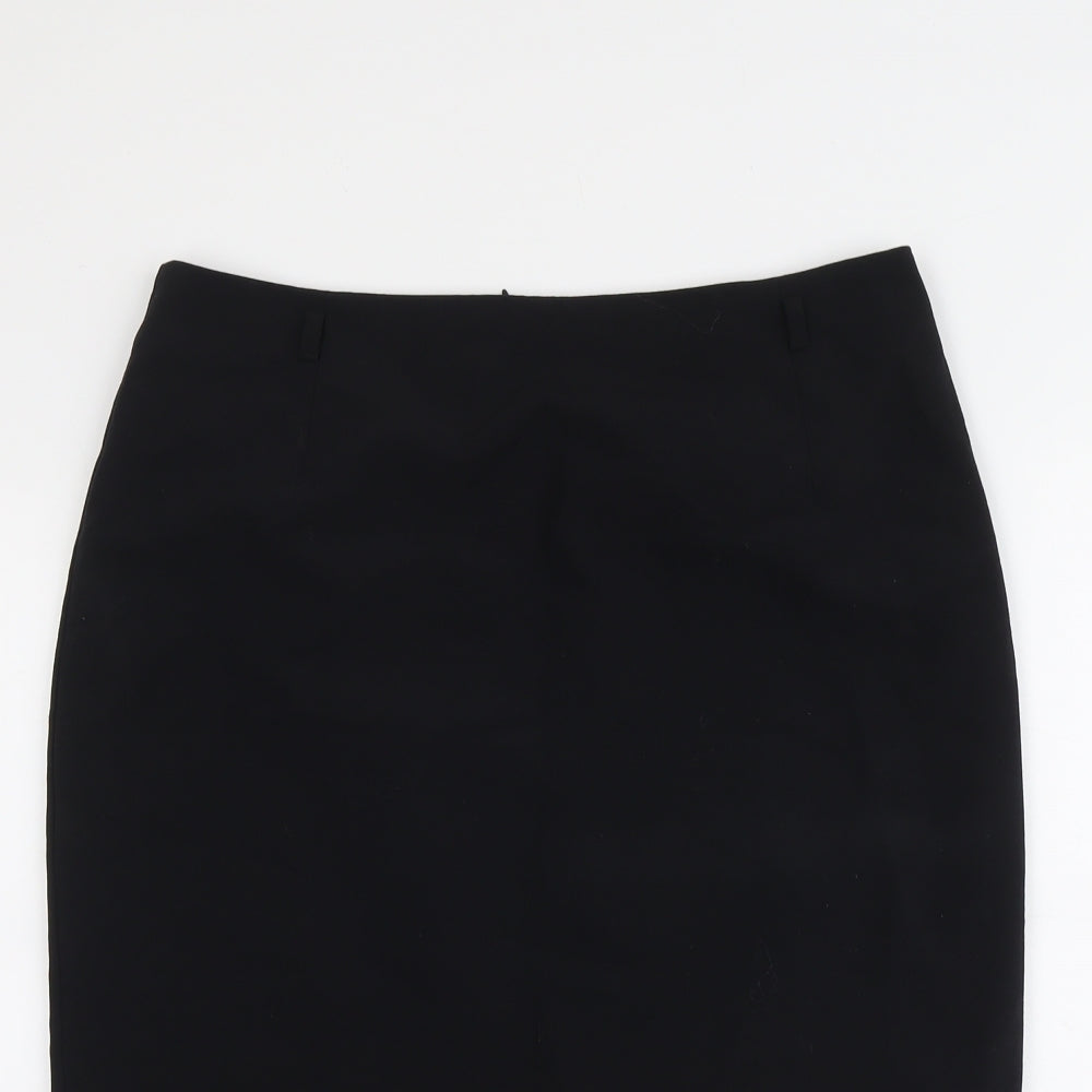Marks and Spencer Womens Black Polyester A-Line Skirt Size 16 Zip