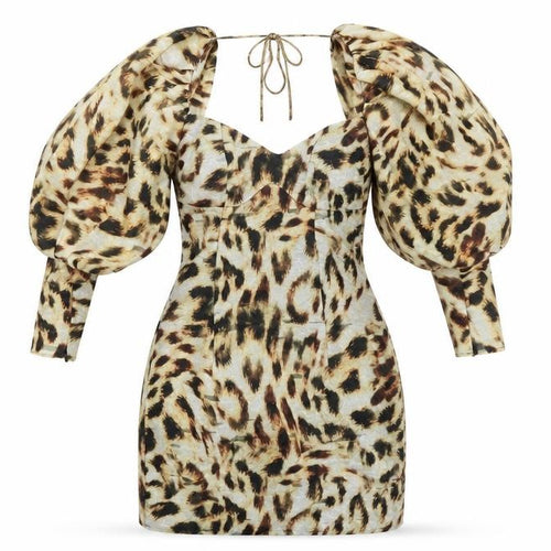 ASOS Womens Beige Animal Print Polyester Mini Size 8 Sweetheart Zip - Leopard Print