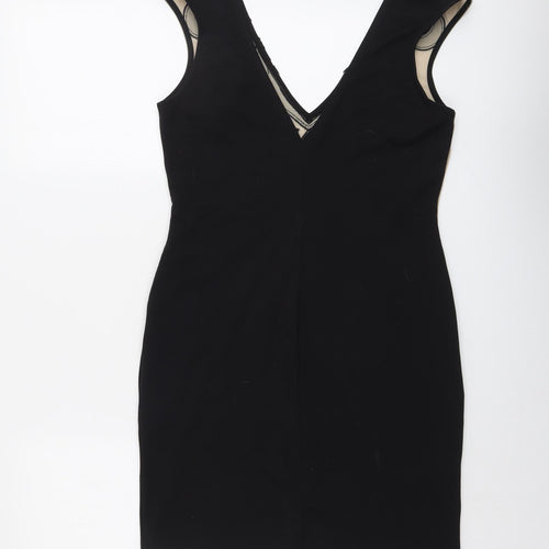 Lipsy Womens Black Colourblock Polyester Mini Size 12 V-Neck Pullover