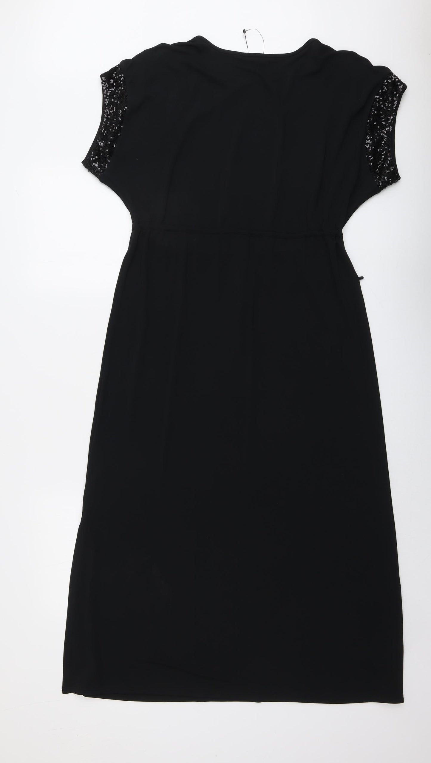 Marks and Spencer Womens Black Polyester A-Line Size 8 Boat Neck Pullover