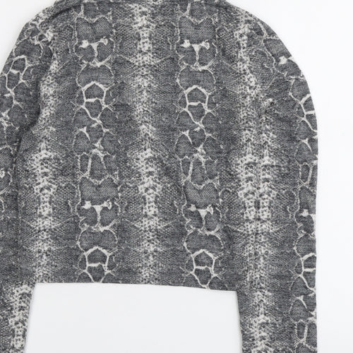 Zara Womens Grey Round Neck Animal Print Polyester Pullover Jumper Size S - Snakeskin Pattern