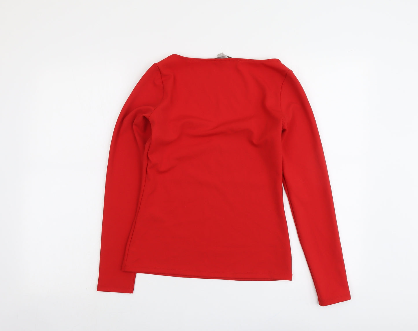 H&M Womens Red Polyester Basic Blouse Size S Square Neck